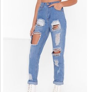 Girl Talk Distressed Mom Jeans